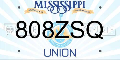 808ZSQ Mississippi License Plate
