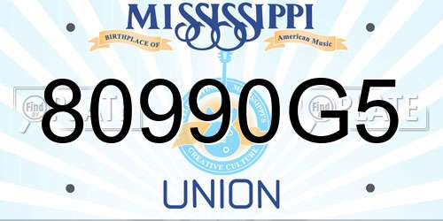 80990G5 Mississippi License Plate