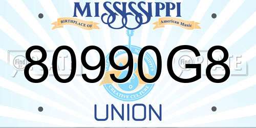 80990G8 Mississippi License Plate