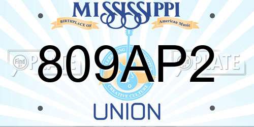 809AP2 Mississippi License Plate
