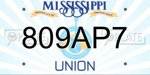 809AP7 Mississippi License Plate