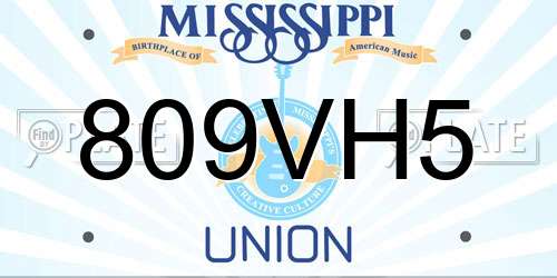 809VH5 Mississippi License Plate