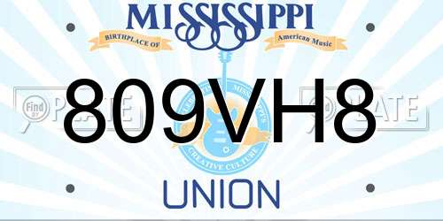 809VH8 Mississippi License Plate