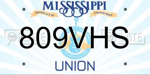 809VHS Mississippi License Plate