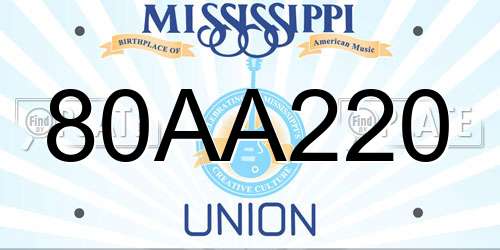 80AA220 Mississippi License Plate
