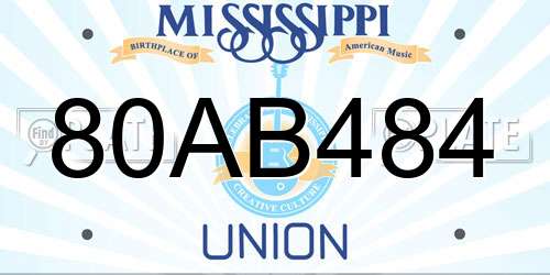 80AB484 Mississippi License Plate
