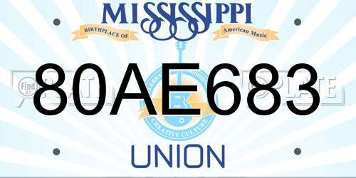 80AE683 Mississippi License Plate