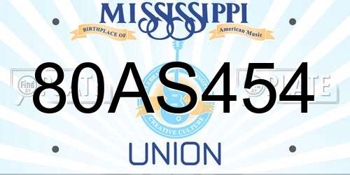 80AS454 Mississippi License Plate