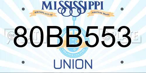80BB553 Mississippi License Plate