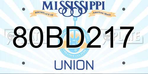 80BD217 Mississippi License Plate