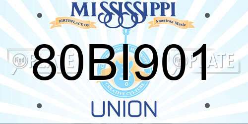 80BI901 Mississippi License Plate