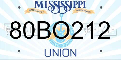 80BO212 Mississippi License Plate