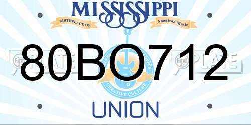 80BO712 Mississippi License Plate