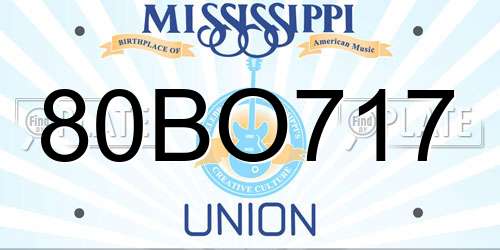 80BO717 Mississippi License Plate