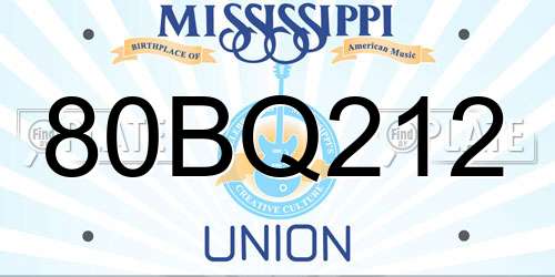 80BQ212 Mississippi License Plate