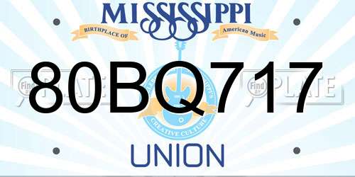 80BQ717 Mississippi License Plate
