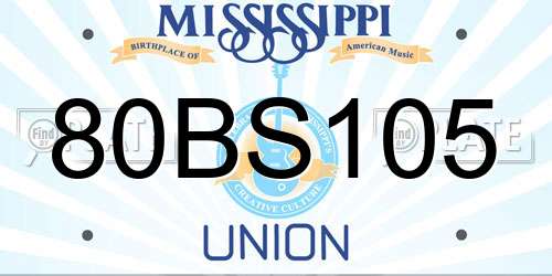 80BS105 Mississippi License Plate