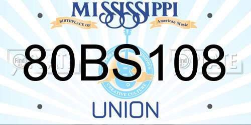 80BS108 Mississippi License Plate