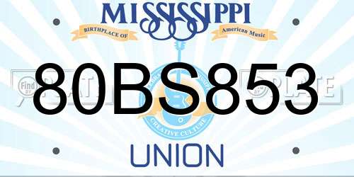 80BS853 Mississippi License Plate