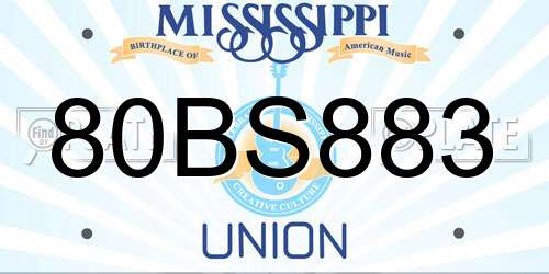 80BS883 Mississippi License Plate