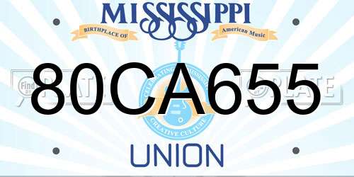 80CA655 Mississippi License Plate