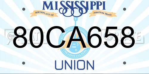 80CA658 Mississippi License Plate