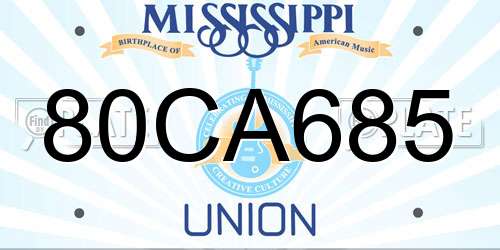 80CA685 Mississippi License Plate