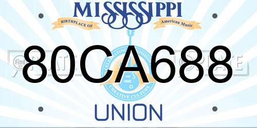 80CA688 Mississippi License Plate