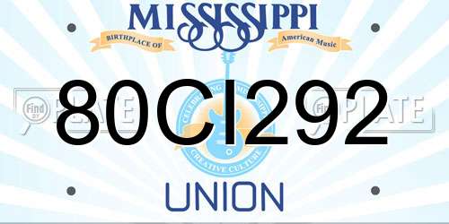 80CI292 Mississippi License Plate