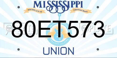80ET573 Mississippi License Plate