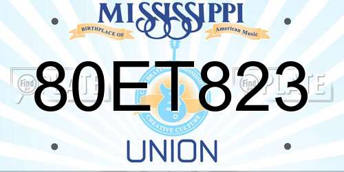 80ET823 Mississippi License Plate