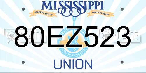 80EZ523 Mississippi License Plate