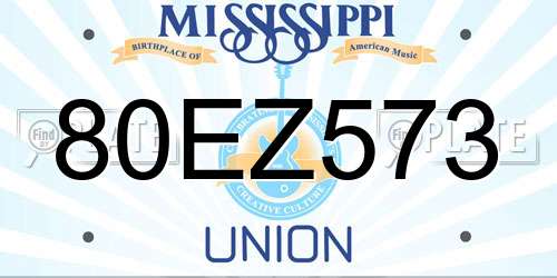 80EZ573 Mississippi License Plate