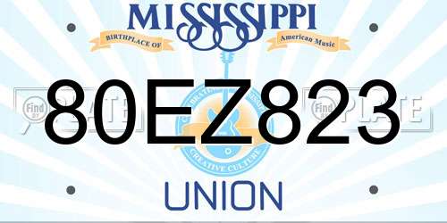 80EZ823 Mississippi License Plate