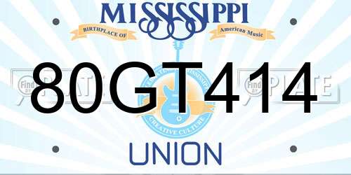 80GT414 Mississippi License Plate