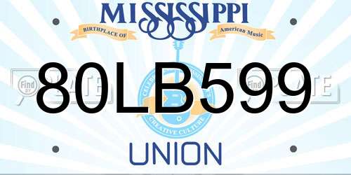 80LB599 Mississippi License Plate