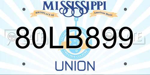 80LB899 Mississippi License Plate