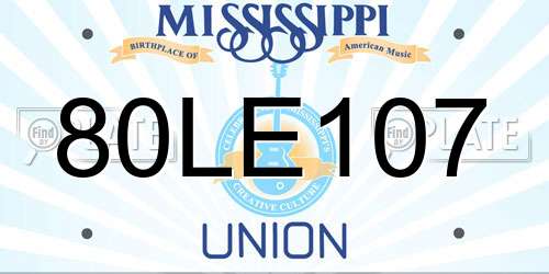 80LE107 Mississippi License Plate
