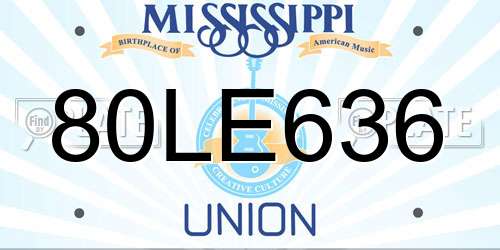 80LE636 Mississippi License Plate