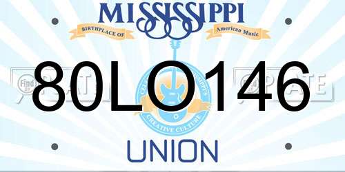 80LO146 Mississippi License Plate