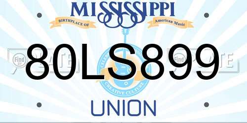 80LS899 Mississippi License Plate