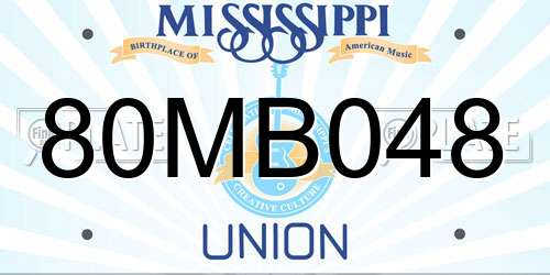 80MB048 Mississippi License Plate