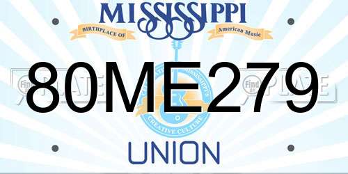 80ME279 Mississippi License Plate