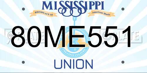 80ME551 Mississippi License Plate