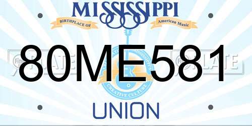 80ME581 Mississippi License Plate