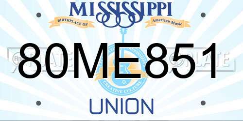 80ME851 Mississippi License Plate