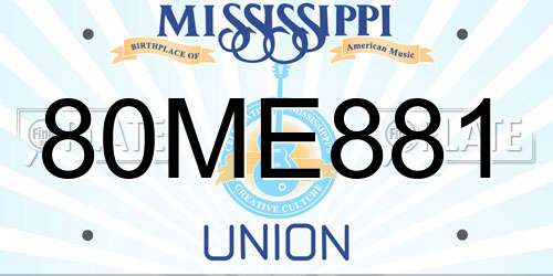 80ME881 Mississippi License Plate