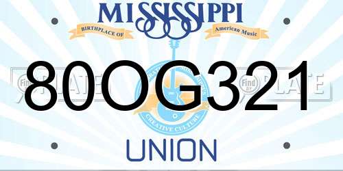 80OG321 Mississippi License Plate