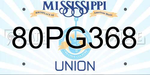 80PG368 Mississippi License Plate