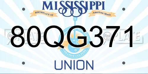 80QG371 Mississippi License Plate